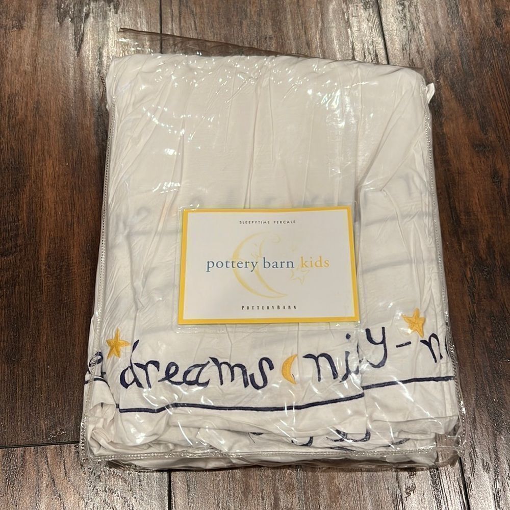 Pottery Barn Kids EMBROIDERED Sweet Dreams Duvet Cover TWIN Whimsical Lettering